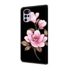 For Motorola Moto G22 Fresh Painted Leather Phone Case(Black Flowers) - 3