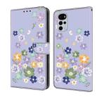 For Motorola Moto G22 Fresh Painted Leather Phone Case(Purple Floral) - 1