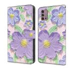 For Motorola Moto G30 Fresh Painted Leather Phone Case(Oil Painting Purple Flowers) - 1