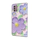 For Motorola Moto G30 Fresh Painted Leather Phone Case(Oil Painting Purple Flowers) - 3