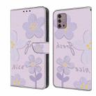 For Motorola Moto G30 Fresh Painted Leather Phone Case(Dark Purple Flowers) - 1