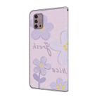 For Motorola Moto G30 Fresh Painted Leather Phone Case(Dark Purple Flowers) - 3
