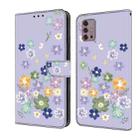 For Motorola Moto G30 Fresh Painted Leather Phone Case(Purple Floral) - 1