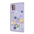 For Motorola Moto G30 Fresh Painted Leather Phone Case(Purple Floral) - 3