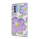 For Motorola Moto G31 Fresh Painted Leather Phone Case(Oil Painting Purple Flowers) - 3