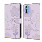 For Motorola Moto G31 Fresh Painted Leather Phone Case(Dark Purple Flowers) - 1