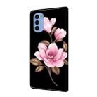 For Motorola Moto G31 Fresh Painted Leather Phone Case(Black Flowers) - 3