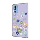 For Motorola Moto G31 Fresh Painted Leather Phone Case(Purple Floral) - 3