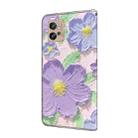 For Motorola Moto G32 Fresh Painted Leather Phone Case(Oil Painting Purple Flowers) - 3