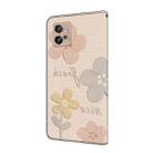 For Motorola Moto G32 Fresh Painted Leather Phone Case(Beige Flowers) - 3