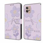 For Motorola Moto G32 Fresh Painted Leather Phone Case(Dark Purple Flowers) - 1