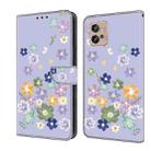 For Motorola Moto G32 Fresh Painted Leather Phone Case(Purple Floral) - 1