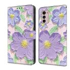 For Motorola Moto G42 Fresh Painted Leather Phone Case(Oil Painting Purple Flowers) - 1
