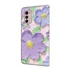 For Motorola Moto G42 Fresh Painted Leather Phone Case(Oil Painting Purple Flowers) - 3