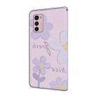 For Motorola Moto G42 Fresh Painted Leather Phone Case(Dark Purple Flowers) - 3