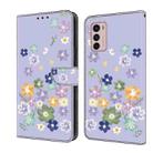 For Motorola Moto G42 Fresh Painted Leather Phone Case(Purple Floral) - 1