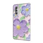 For Motorola Moto G51 Fresh Painted Leather Phone Case(Oil Painting Purple Flowers) - 3