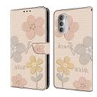 For Motorola Moto G51 Fresh Painted Leather Phone Case(Beige Flowers) - 1