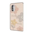 For Motorola Moto G51 Fresh Painted Leather Phone Case(Beige Flowers) - 3