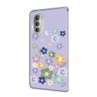 For Motorola Moto G51 Fresh Painted Leather Phone Case(Purple Floral) - 3