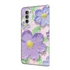 For Motorola Moto G52 Fresh Painted Leather Phone Case(Oil Painting Purple Flowers) - 3