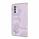 For Motorola Moto G52 Fresh Painted Leather Phone Case(Dark Purple Flowers) - 3