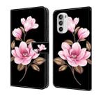 For Motorola Moto G52 Fresh Painted Leather Phone Case(Black Flowers) - 1