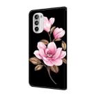 For Motorola Moto G52 Fresh Painted Leather Phone Case(Black Flowers) - 3