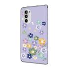 For Motorola Moto G52 Fresh Painted Leather Phone Case(Purple Floral) - 3