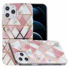 For iPhone 12 Pro Max Plating Marble Pattern Soft TPU Protective Case(Pink) - 1