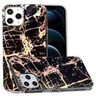 For iPhone 12 Pro Max Plating Marble Pattern Soft TPU Protective Case(Black Gold) - 1