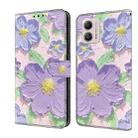 For Motorola Moto G53 5G Fresh Painted Leather Phone Case(Oil Painting Purple Flowers) - 1