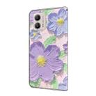 For Motorola Moto G53 5G Fresh Painted Leather Phone Case(Oil Painting Purple Flowers) - 3