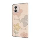 For Motorola Moto G53 5G Fresh Painted Leather Phone Case(Beige Flowers) - 3