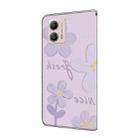 For Motorola Moto G53 5G Fresh Painted Leather Phone Case(Dark Purple Flowers) - 3