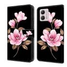 For Motorola Moto G53 5G Fresh Painted Leather Phone Case(Black Flowers) - 1