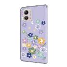 For Motorola Moto G53 5G Fresh Painted Leather Phone Case(Purple Floral) - 3