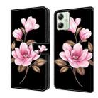 For Motorola Moto G54 Fresh Painted Leather Phone Case(Black Flowers) - 1