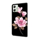 For Motorola Moto G54 Fresh Painted Leather Phone Case(Black Flowers) - 3