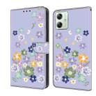 For Motorola Moto G54 Fresh Painted Leather Phone Case(Purple Floral) - 1