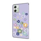For Motorola Moto G54 Fresh Painted Leather Phone Case(Purple Floral) - 3