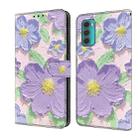 For Motorola Moto G60 Fresh Painted Leather Phone Case(Oil Painting Purple Flowers) - 1