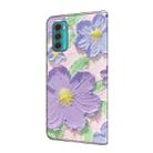 For Motorola Moto G60 Fresh Painted Leather Phone Case(Oil Painting Purple Flowers) - 3