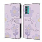 For Motorola Moto G60 Fresh Painted Leather Phone Case(Dark Purple Flowers) - 1