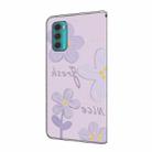 For Motorola Moto G60 Fresh Painted Leather Phone Case(Dark Purple Flowers) - 3