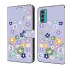 For Motorola Moto G60 Fresh Painted Leather Phone Case(Purple Floral) - 1