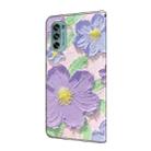 For Motorola Moto G62 5G Fresh Painted Leather Phone Case(Oil Painting Purple Flowers) - 3