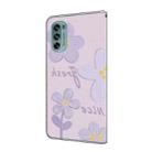 For Motorola Moto G62 5G Fresh Painted Leather Phone Case(Dark Purple Flowers) - 3