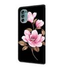 For Motorola Moto G62 5G Fresh Painted Leather Phone Case(Black Flowers) - 3