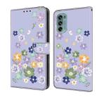 For Motorola Moto G62 5G Fresh Painted Leather Phone Case(Purple Floral) - 1